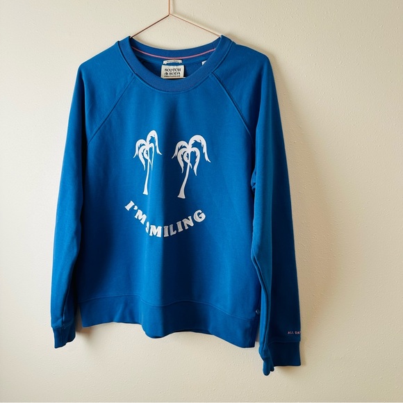 Scotch & Soda Raglan Blue Print Regular Fit Sweatshirt Top - Picture 15 of 15